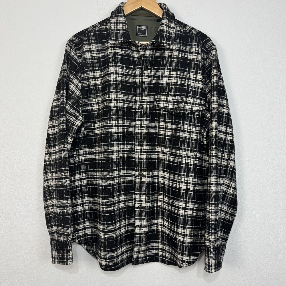 Todd Snyder Wool Utility Overshirt‎ Jacket Mens Medium Black Plaid Flannel Lined